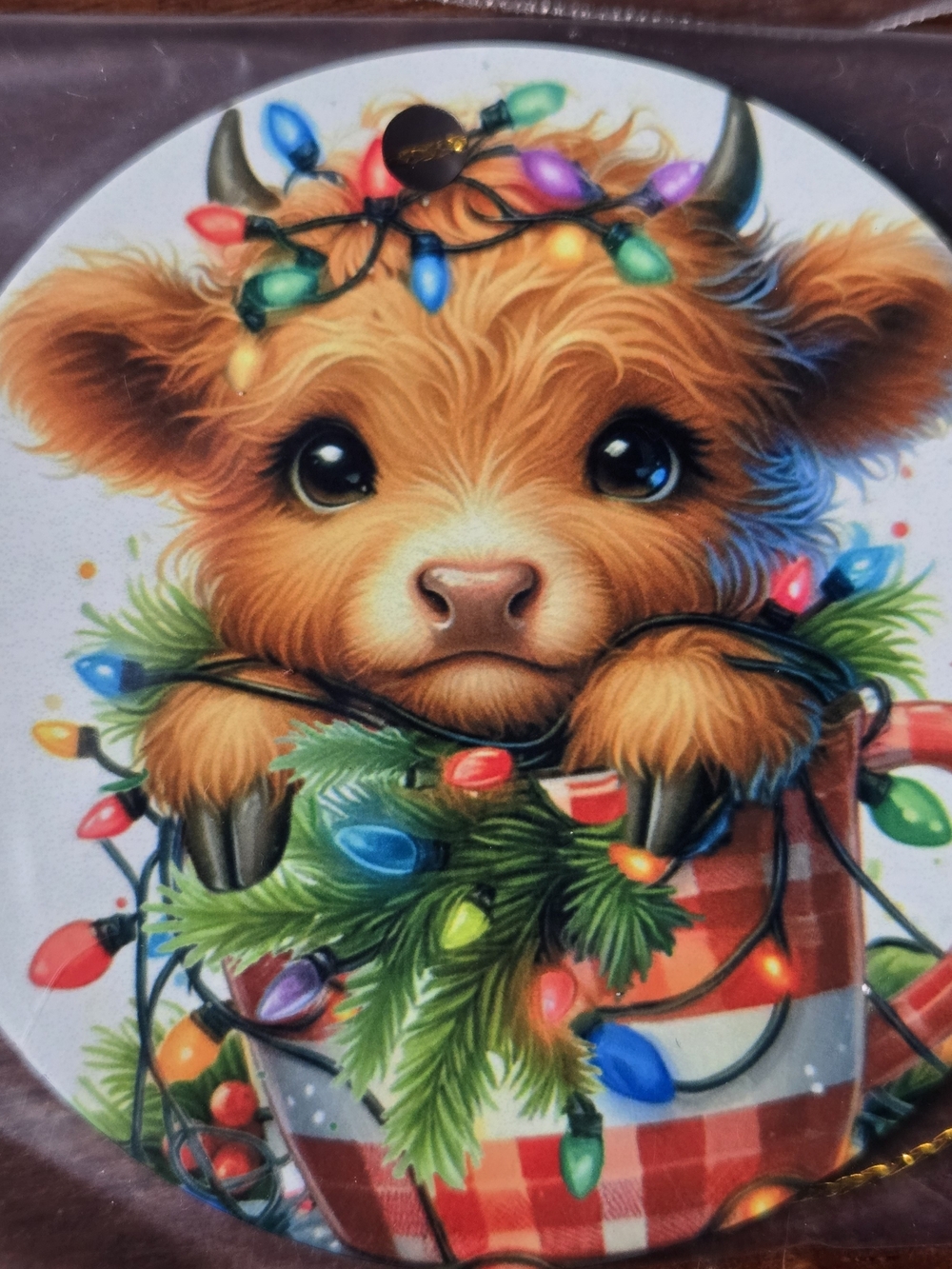 Set Of 4 Highland Calf Decorative Christmas Ornaments Metal - Picture 4 of 6